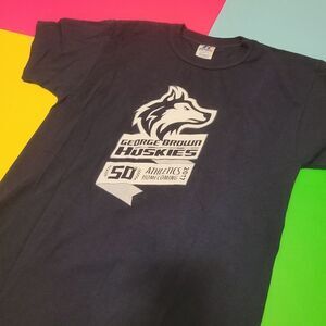 2/$20 Russell Athletic George Brown College Huskies dark blue tee top t-shirt